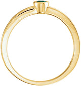 14K Gold Round Natural Emerald Family Stackable Ring - Yellow Gold - view 2