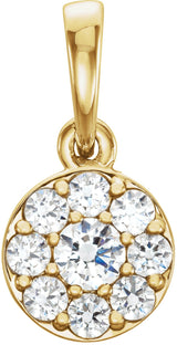 14K Gold Round Natural Diamond Cluster Pendant – 1/4 CTW - Yellow Gold