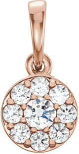 14K Gold Round Natural Diamond Cluster Pendant – 1/4 CTW - Rose Gold