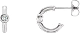 Platinum Round Natural Diamond Bezel-Set Huggie Earrings