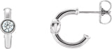 Platinum Round Natural Diamond Bezel-Set Huggie Earrings