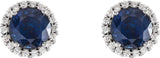 Platinum Lab-Grown Blue Sapphire Round 4-Prong Halo-Style Earrings – 3-6mm Stones - view 2