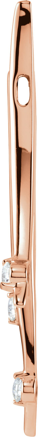 14K Gold Round Natural Diamond Three-Stone Freeform Pendant – 3.4-3.5mm Stones - Rose Gold - view 2
