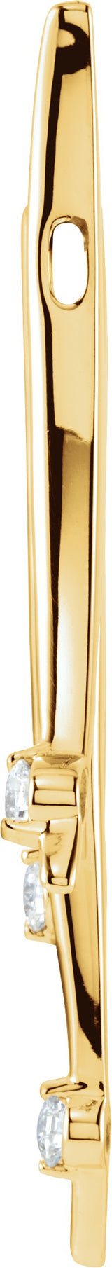 14K Gold Round Natural Diamond Three-Stone Freeform Pendant – 3.4-3.5mm Stones - Yellow Gold - view 2