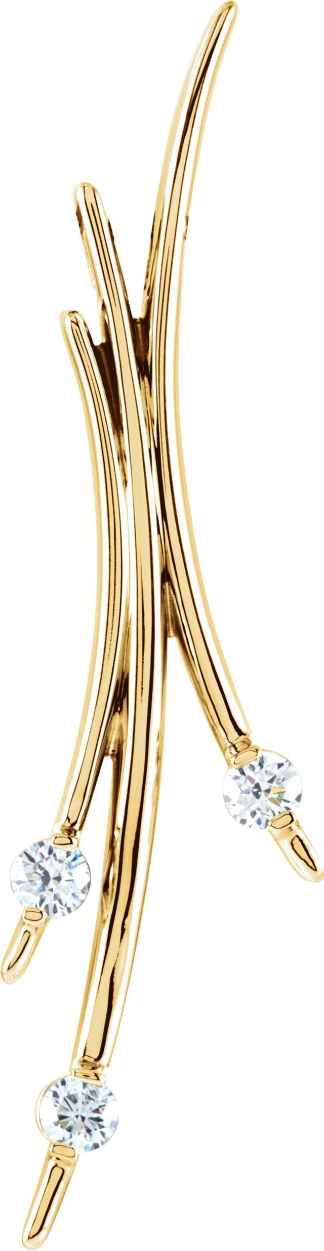 14K Gold Round Natural Diamond Three-Stone Freeform Pendant – 3.4-3.5mm Stones - Yellow Gold