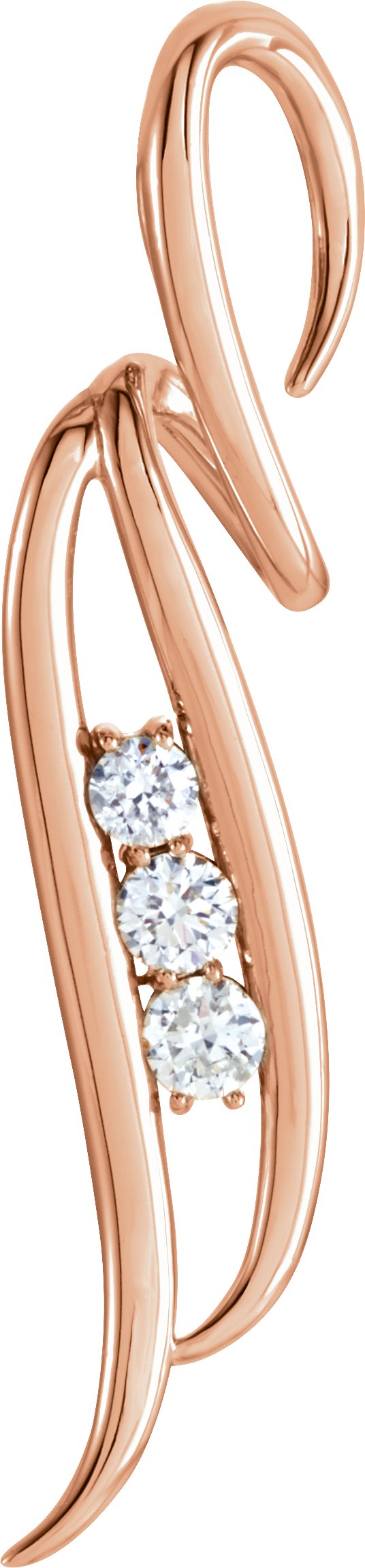 14K Gold Round Natural Diamond Accented Freeform Pendant - Rose Gold