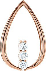 14K Gold Round Natural Diamond Three-Stone Freeform Pendant – 3/8 CTW · 3.4mm Stones - Rose Gold