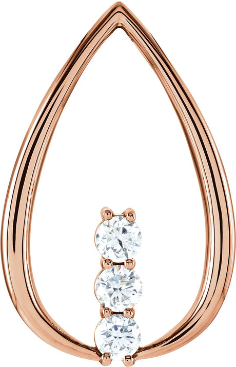 14K Gold Round Natural Diamond Three-Stone Freeform Pendant – 3/8 CTW · 3.4mm Stones - Rose Gold