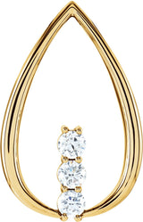 14K Gold Round Natural Diamond Three-Stone Freeform Pendant – 3/8 CTW · 3.4mm Stones - Yellow Gold