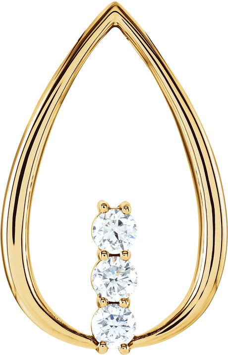 14K Gold Round Natural Diamond Three-Stone Freeform Pendant – 3/8 CTW · 3.4mm Stones - Yellow Gold