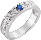 14K Gold Round Natural White Sapphire Family Stackable Ring – 4mm Stones - White Gold