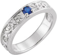14K Gold Round Natural Blue Sapphire Family Stackable Ring – 4mm Stones - White Gold