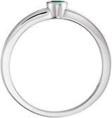 14K Gold Round Lab-Grown Emerald Family Stackable Ring - White Gold - view 2