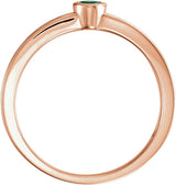 14K Gold Round Lab-Grown Emerald Family Stackable Ring - Rose Gold - view 2