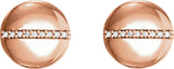 14K Gold Round Natural Diamond Accented Circle Earrings – 0.8mm Stones - Rose Gold - view 2