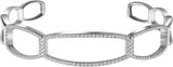 14K Gold Round Natural Diamond Cuff Bracelet - White Gold