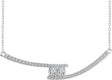 14K Gold Round Natural Diamond Two-Stone Bar Necklace - White Gold
