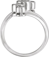 14K Gold Round Natural Diamond Bezel-Set Right Hand Ring - White Gold - view 2