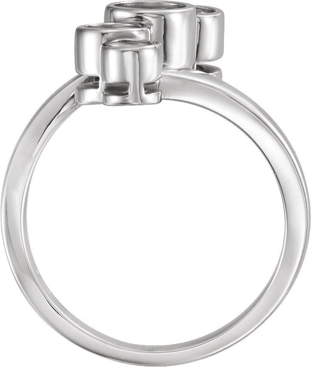 14K Gold Round Natural Diamond Bezel-Set Right Hand Ring - White Gold - view 2