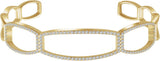 14K Gold Round Natural Diamond Cuff Bracelet - Yellow Gold
