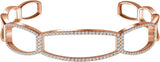 14K Gold Round Natural Diamond Cuff Bracelet - Rose Gold