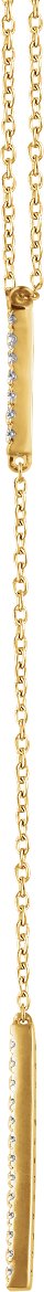 14K Gold Round Natural Diamond Bar Y Necklace - Yellow Gold - view 2