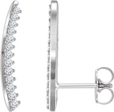 14K Gold Round Natural Diamond Ear Climbers II - White Gold