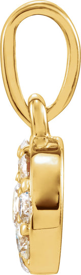 14K Gold Round Natural Diamond Cluster Pendant – 1/4 CTW - Yellow Gold - view 2