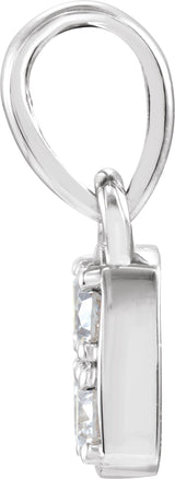 14K Gold Round Natural Diamond Cluster Pendant – 2.5mm Stones - White Gold - view 2