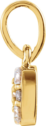 14K Gold Round Natural Diamond Cluster Pendant – 2.7mm Stones - Yellow Gold - view 2
