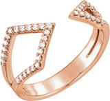 14K Gold Round Natural Diamond Geometric Ring – 1mm Stones - Rose Gold