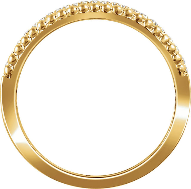 14K Gold Round Natural Diamond Negative Space Ring V - Yellow Gold - view 2