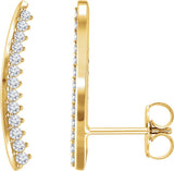 14K Gold Round Natural Diamond Ear Climbers II - Yellow Gold