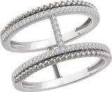 14K Gold Round Natural Diamond Negative Space Ring V - White Gold