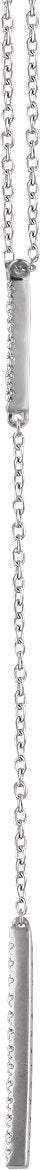 14K Gold Round Natural Diamond Bar Y Necklace - White Gold - view 2