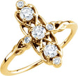 14K Gold Round Natural Diamond Three-Stone Ring – 3.4mm Stones - Yellow Gold