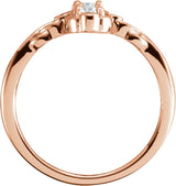14K Gold Round Natural Diamond Three-Stone Ring – 3.4mm Stones - Rose Gold - view 2