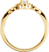 14K Gold Round Natural Diamond Three-Stone Ring – 3.4mm Stones - Yellow Gold - view 2