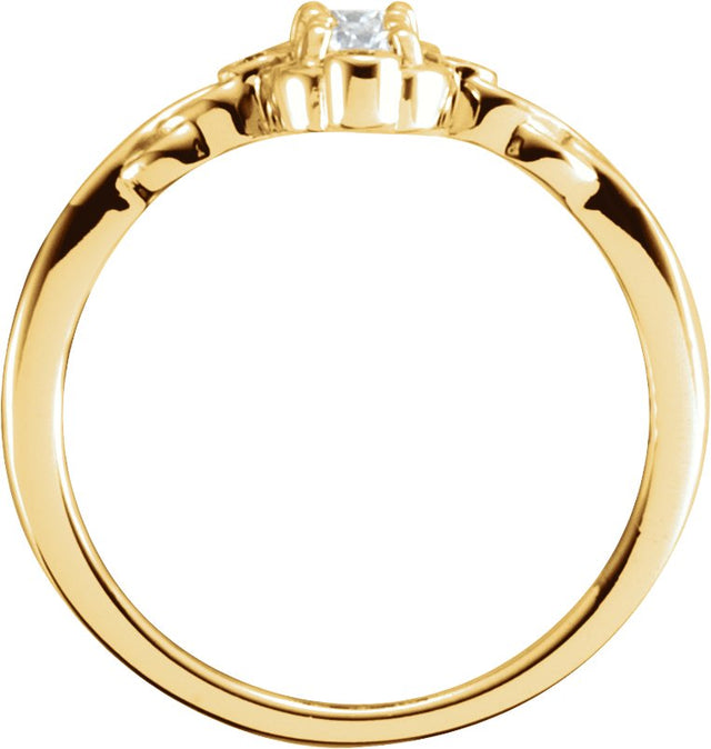 14K Gold Round Natural Diamond Three-Stone Ring – 3.4mm Stones - Yellow Gold - view 2