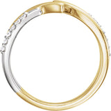 14K Gold Round Natural Diamond Bypass Ring – 1.4mm Stones - Two-Tone - view 2
