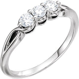 Platinum Round Natural Diamond Three-Stone Ring – 2.8-4.4mm Stones