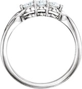 Platinum Round Natural Diamond Three-Stone Ring – 2.8-4.4mm Stones - view 2