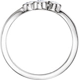 14K Gold Round Natural Diamond Three-Stone Bezel-Set Ring – 3mm Stones - White Gold - view 2