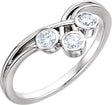 14K Gold Round Natural Diamond Three-Stone Bezel-Set Ring – 3mm Stones - White Gold