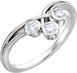 14K Gold Round Natural Diamond Three-Stone Bezel-Set Ring – 3mm Stones - White Gold