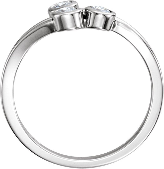 14K Gold Round Natural Diamond Three-Stone Bezel-Set Ring - Rose Gold - view 2