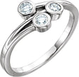 14K Gold Round Natural Diamond Three-Stone Bezel-Set Ring - Rose Gold