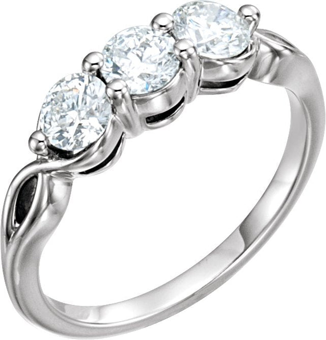 Platinum Round Natural Diamond Three-Stone Ring – 2.8-4.4mm Stones