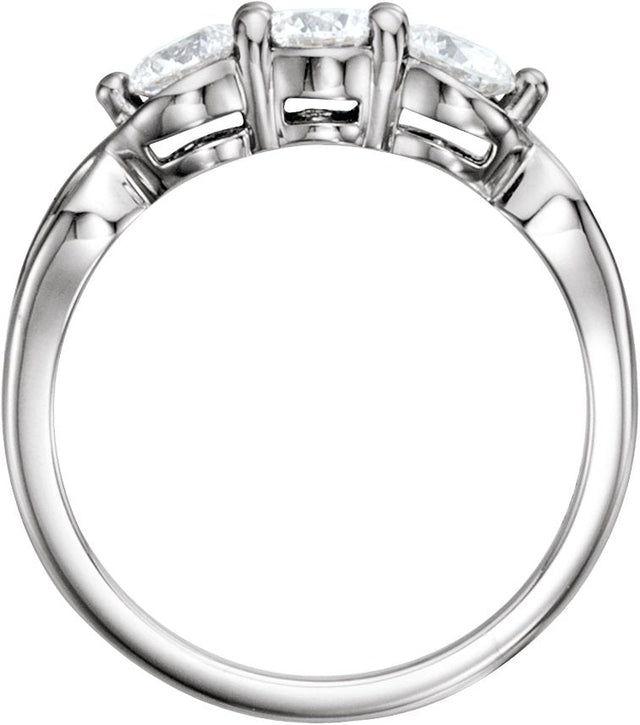 14K Gold Round Natural Diamond Three-Stone Ring – 2.8-4.4mm Stones - Rose Gold - view 3