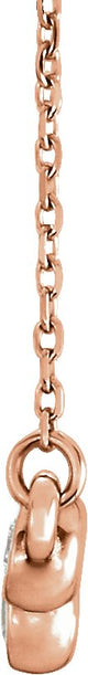 14K Gold Round Natural Diamond Bezel-Set Bar Necklace - Rose Gold - view 2